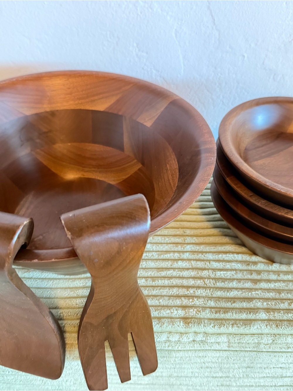 Vintage Diversified Industries Division American Walnut Salad Bowl Set